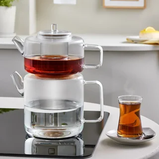 قوری شیشه‌ای بوروسیلیکات کاراجا Flat