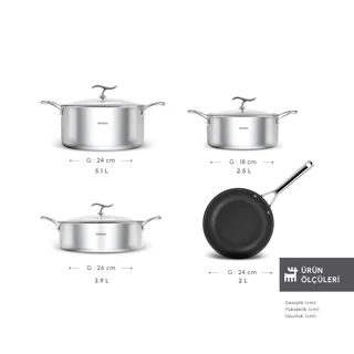 سرویس آشپزی کاراجا Plasma Steel 3Ply