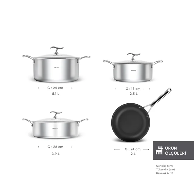 سرویس آشپزی کاراجا Plasma Steel 3Ply