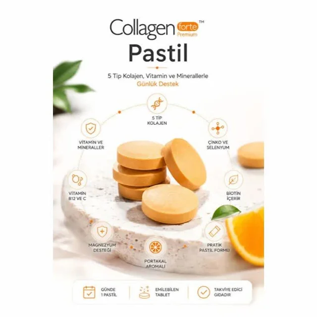 قرص جویدنی کلاژن CollagenForte با طعم پرتقال